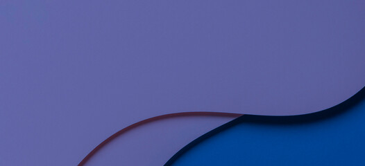 Résumé fond de bannière de composition de géométrie de papier de couleur créative en couleur très péri, violette avec des lignes courbes