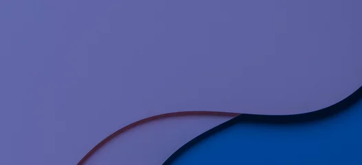 Photo sur Plexiglas Pantone 2022 very peri Résumé fond de bannière de composition de géométrie de papier de couleur créative en couleur très péri, violette avec des lignes courbes