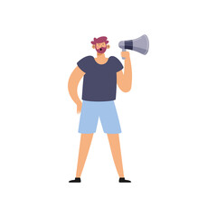 male activist with megaphone
