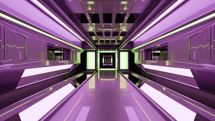 3D illustration of 4K UHD purple tunnel