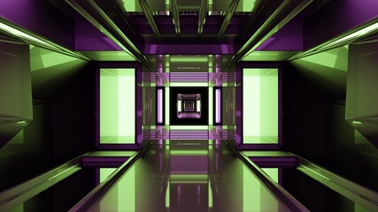 3D illustration of 4K UHD green tunnel
