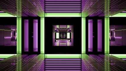 Modern 3D illustration of 4K UHD futuristic tunnel