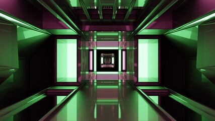 3D illustration of 4K UHD green tunnel