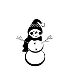 Snowman Line Art Silhouette Design Element Art SVG EPS Logo PNG Vector Clipart Cutting Cut CricutSnowman 