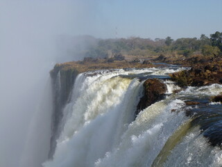 Victoria Falls of River Zambesi, Zambian shore, Unesco World Heritage Site, Livingstone, Zambia