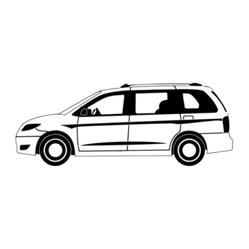 Estate Car Line Art Silhouette Design Element Art SVG EPS Logo PNG Vector Clipart Cutting Cut Cricut