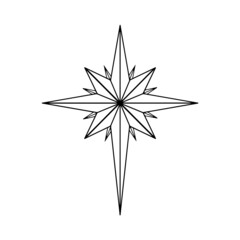 Northern Star Christmas  Line Art Silhouette Design Element Art SVG EPS Logo PNG Vector Clipart Cutting Cut Cricut