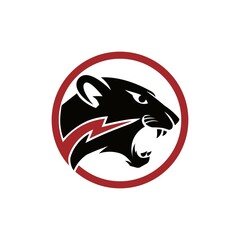 Panther in circle with flash icon. mascot illustration