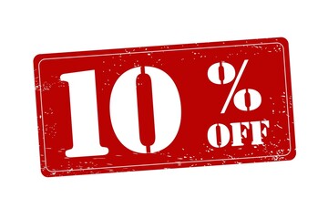 10 percent off discount red stamp