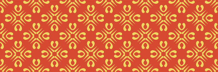 Background pattern with decorative ornaments, vintage style on a red background. Seamless wallpaper texture. Vector image