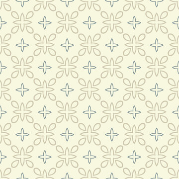 Background pattern with decorative floral ornaments on a light beige background. Seamless wallpaper texture. Vector image