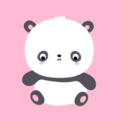 Cute funny sad kawaii little panda bear. Vector flat cartoon kawaii character illustration icon. Cartoon cute panda bear character icon concept © svtdesign