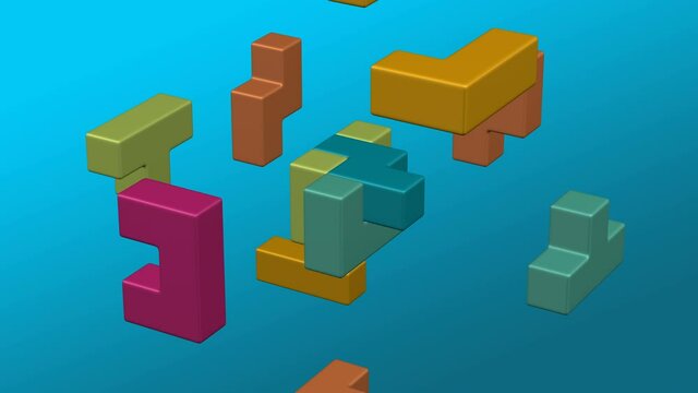 Futuristic geometric background animation. Cube assembly and disassembly. Seamless. Loopable. Full Frame. 3D rendering.
