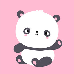 Cute funny kawaii little panda bear. Vector flat cartoon kawaii character illustration icon. Cartoon cute panda bear character icon concept