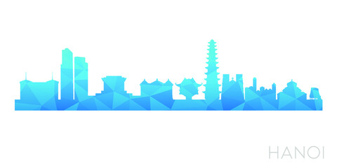 Hanoi, Hoàn Kiếm, Hanoi, Vietnam Low Poly Skyline Clip Art City Design. Geometric Polygon Graphic Horizon Icon. Vector Illustration Symbol.