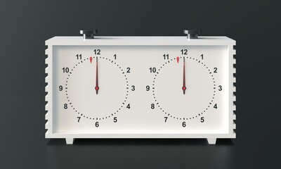 Analog Chess Clock. Dark background. 3d illustration