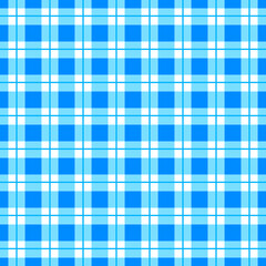 Seamless background of plaid pattern, Checkered fabric texture in stripes of azure blue and white.