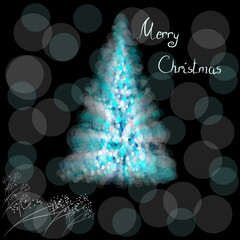 The Magic Christmas Tree.New Year and Christmas Background Horizontal.Vector illustration.