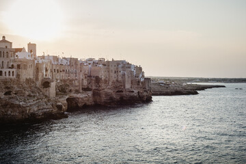 Fototapeta na wymiar Sunset at Polignano a Mare, Puglia, Italy