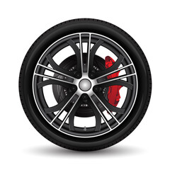 Obraz premium Aluminum wheel car tire disk break style racing on white background vector