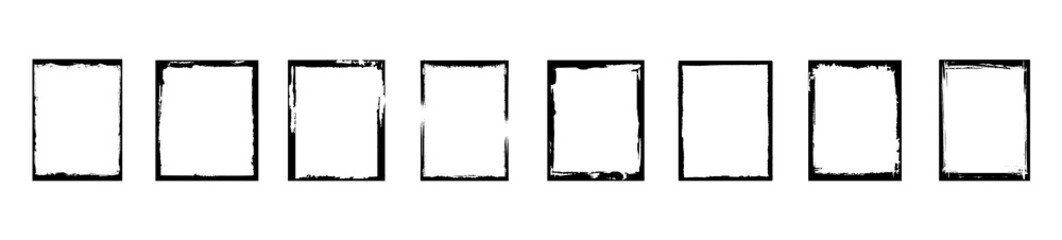 Grunge frame collection. Grunge border set. Hand drawn circle line sketch set isolated on transparent background.