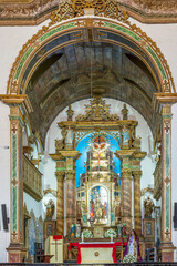 Fototapeta na wymiar Altar inside the historic and famous church of Our Lord of Bomfim in Salvador, Bahia, Brazil