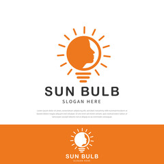 Woman's shadow Sun Bulb illustration logo.symbol.icon vector design template