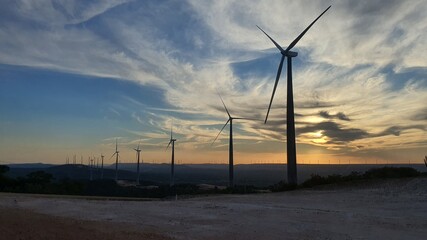 wind turbine at sunset