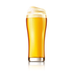 Beer with foam in a glass goblet, golden lager beer in a mug. Vector icon.