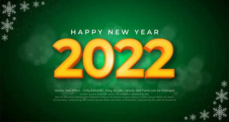 editable text number 2022 3d style effect on green background
