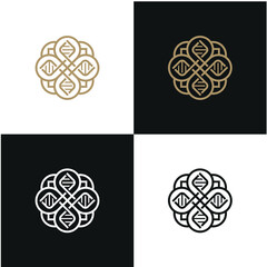ornament of DNA pattern logo design  