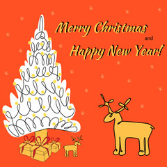 merry christmas card with deer