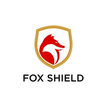 abstract fox logo inside shield