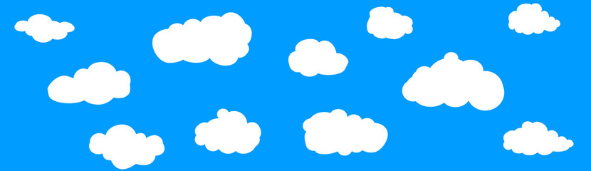 Clouds set isolated on blue background. Collection of clouds for web site, poster, placard and wallpaper. Creative modern concept. Clouds vector illustration