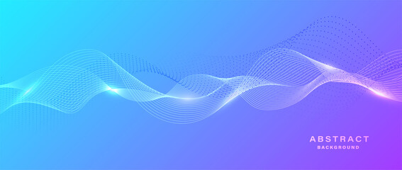 Abstract technology background flowing particles.