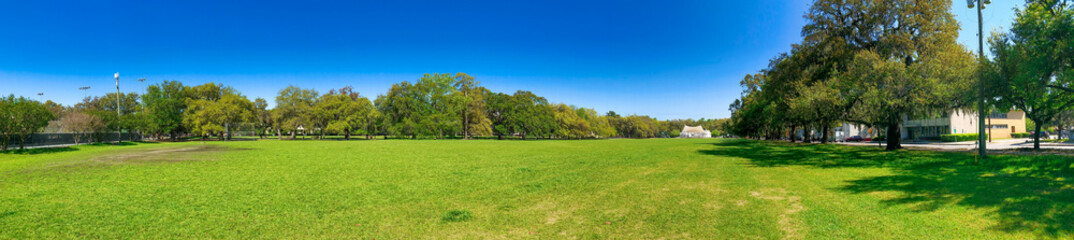 Panoramic view of Forsyth Park on a sunny day, Savannah, GA - USA - Panoramic view