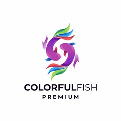 Colorful Fish abstract Logo design vector template