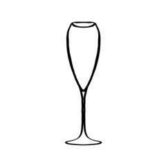 Two glasses of champagne or wine . Illustration of a doodle.