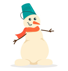 Snowman with the red scarf vector clip art