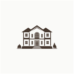 An old house logo design premium vector, house icon isolated on white