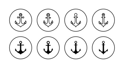 Anchor icons set. Anchor sign and symbol. Anchor marine icon.