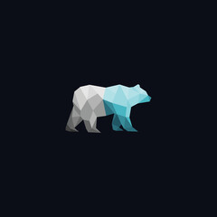 polar bear, Polygonal Shape bear Logo design premium vector, geometric bear logo