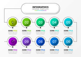 Infographic template with icons and 10 options or steps. Timeline