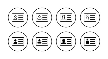 License icons set. ID card icon. driver license, staff identification card