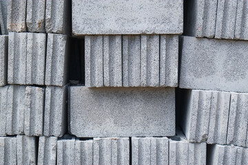 Stack cement white brick for material construction work.