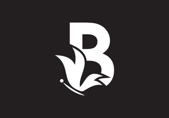 this is a creative letter B add butterfly icon design