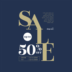 Modern sale discount promotion banner with typography style. Sale promotion banner elegant template. Vector illustration