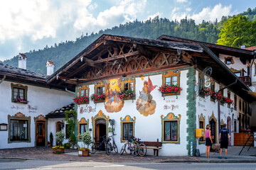 Marktplatz von Wallgau, Karwendel, Bayern, Deutschland 