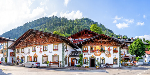 Marktplatz von Wallgau, Karwendel, Bayern, Deutschland 