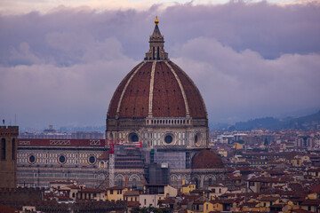 Fototapeta premium Most famous cathedral in the city of Florence in Italy Tuscany called Santa Maria del Fiore - travel photography